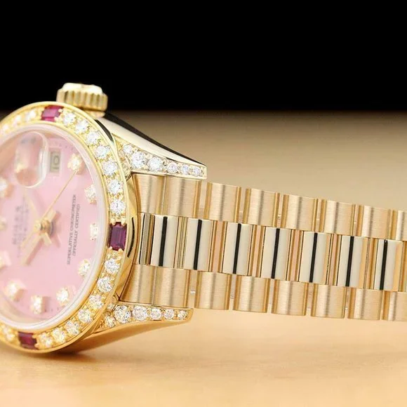 Sale! Rolex President 18k Yellow Gold w/ Ruby + Diamond Bezel - Picture 5 of 8